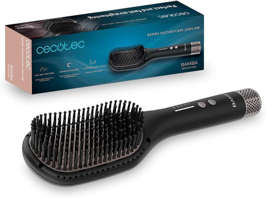 Cecotec Cepillo Alisador Con Función De Aire Instantcare Airflow. 98W, Revestimiento De Cerámica, 4 Niveles De Temperatura, Calentamiento Rápido, Apagado Automático