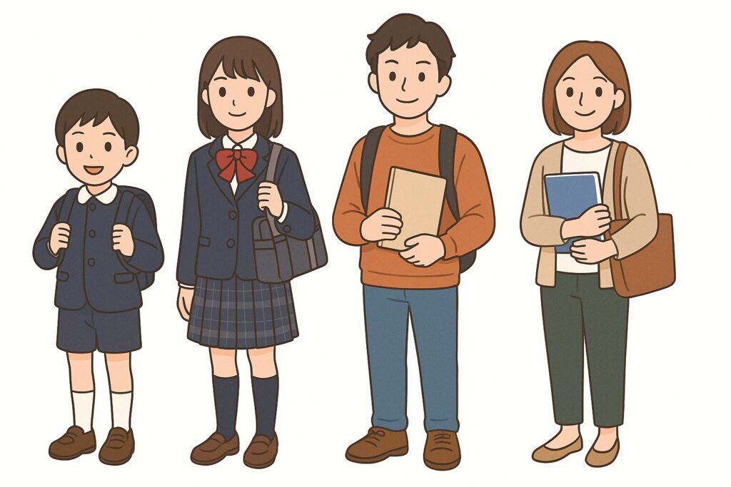 小学生から大学生、専門学校生、語学学校生まで
